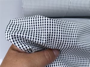 Skjorte poplin - grafisk mønster i offwhite / marine, lækker kvalitet